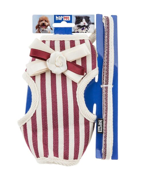 smycz-miekkie-szelki-czerwone-paski