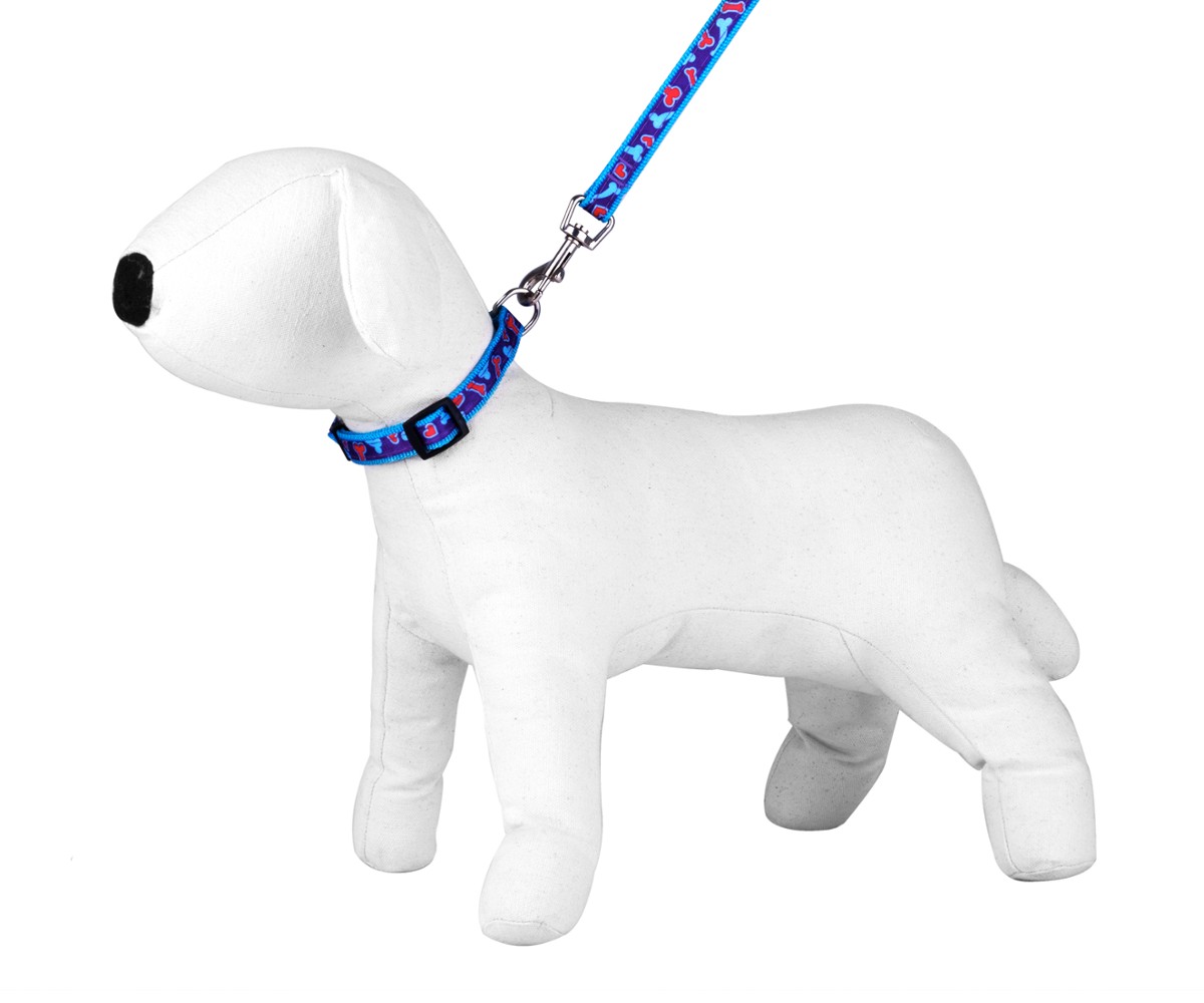 Kpl smycz/obroża Happet S142 fiol. serce/kość 1.5cm - obrazek 3